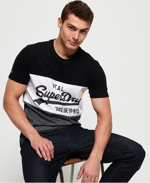 Superdry Vintage Logo Panel Férfi Pólók Fekete | AKTXS3047